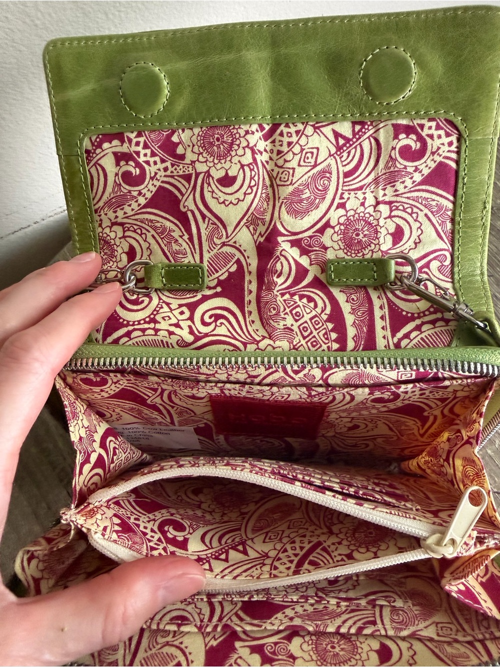 HOBO Lime Green Leather Crossbody Wristlet - Picture 6 of 11